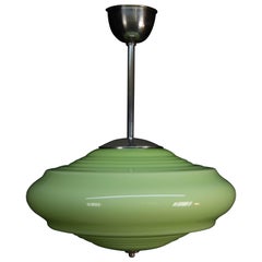 Art Deco Green Glass Pendant, 1940s