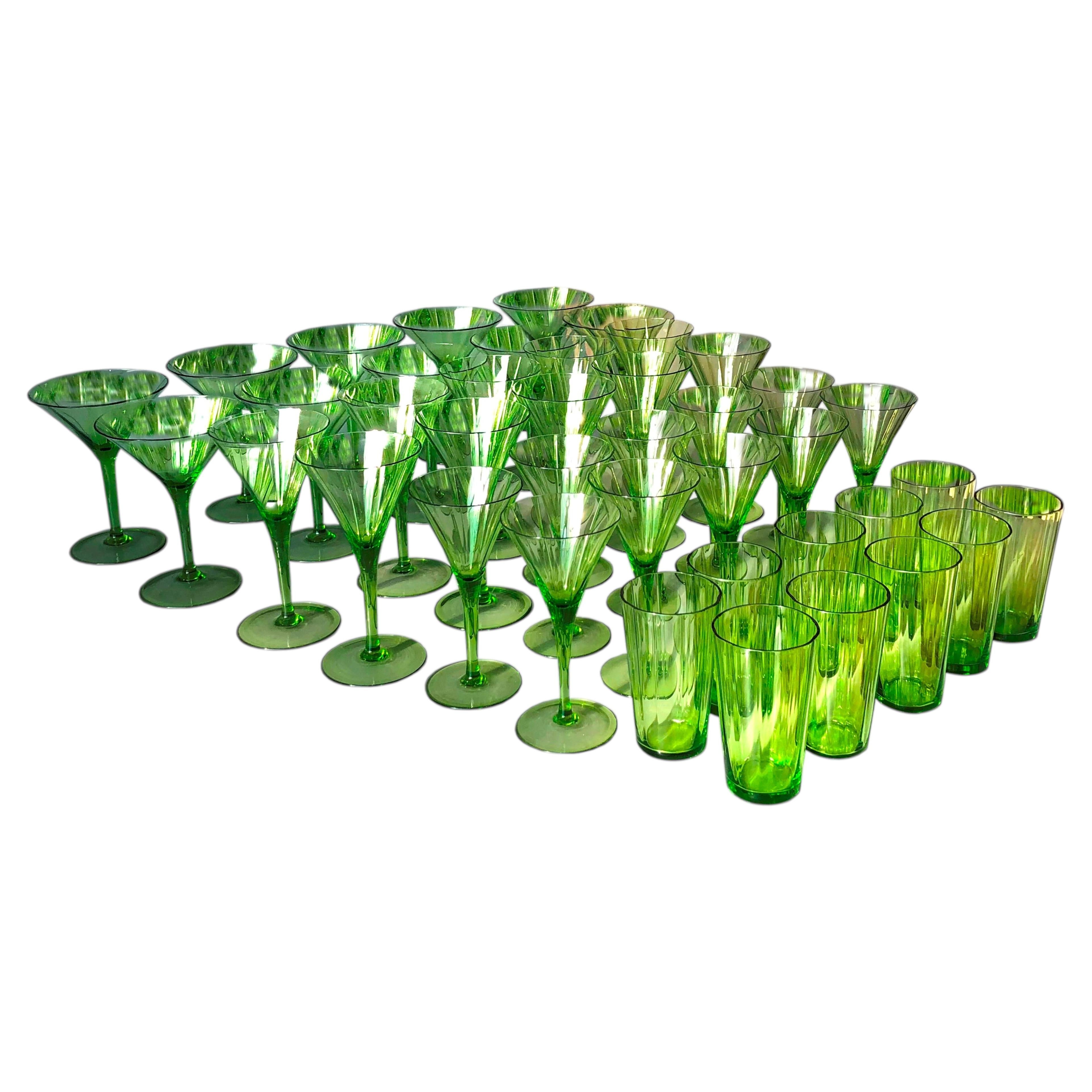 Art Deco Green Glass Serveware Set by Oswald Haerdtl, Austria, 1920s
