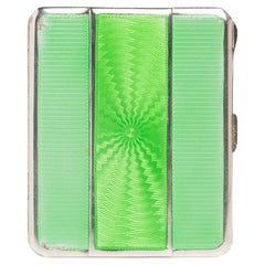 Art Deco Green Guilloche Enamel Cigarette Case by Mappin & Webb