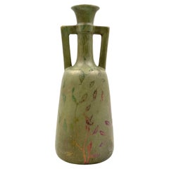 Vase Art Déco vert irisé, Montieres France années 1930