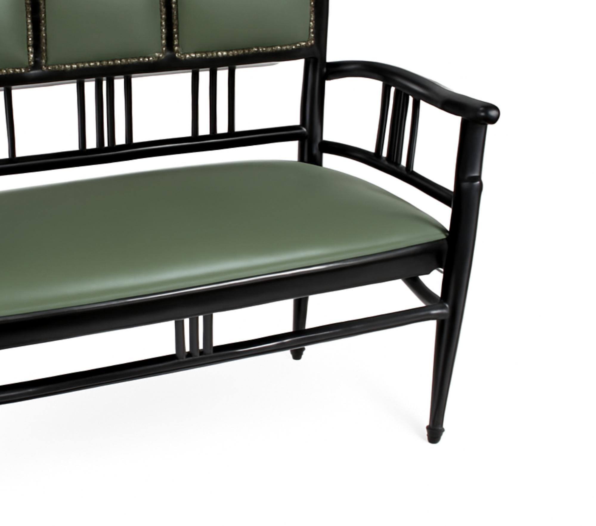 Canape Art déco in pelle verde e lacca nera, anni '40 In condizioni buone in vendita a Lisbon, PT