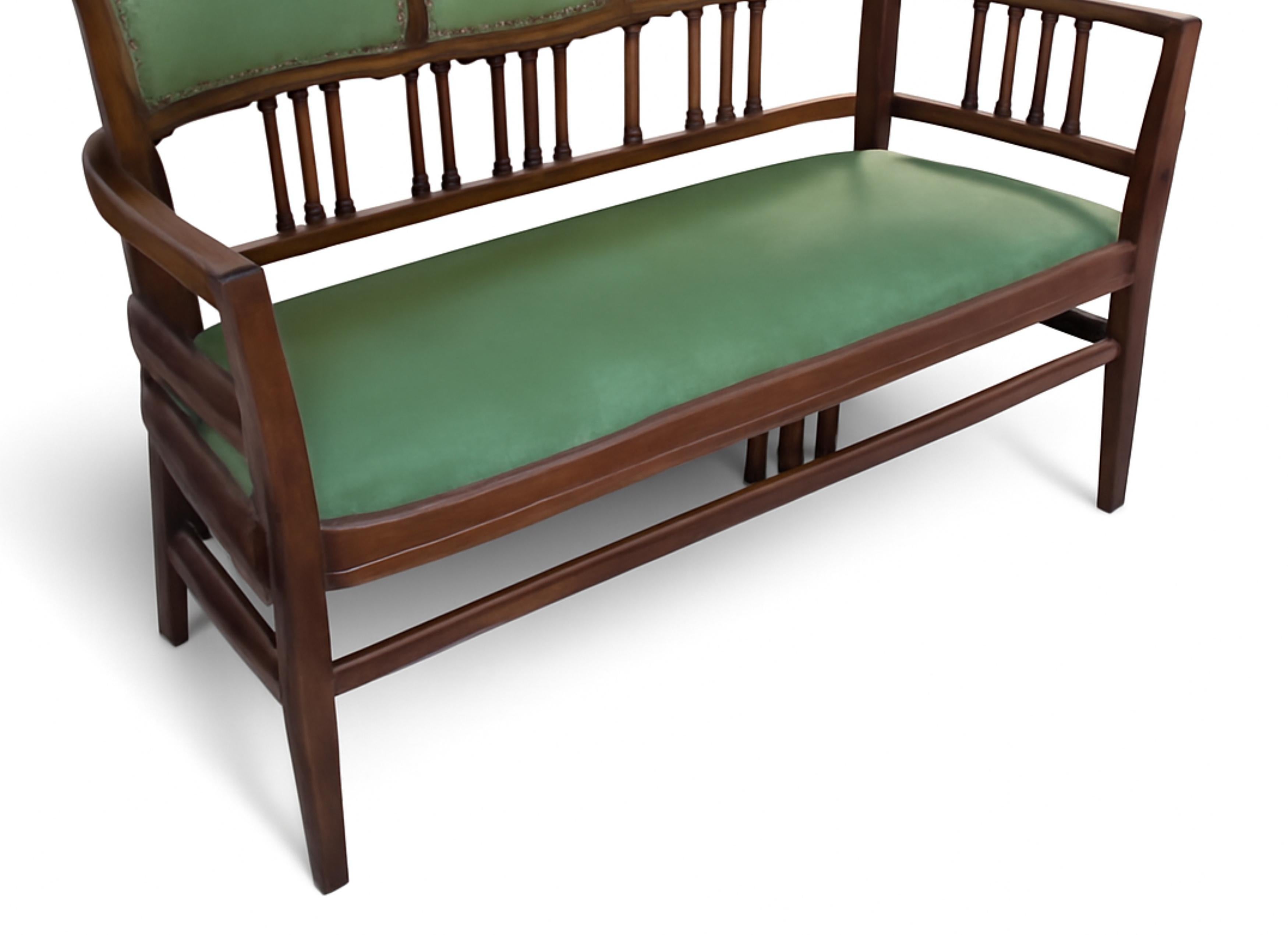 Portoghese Canape in pelle verde Art déco, anni '40 in vendita