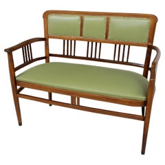 Art deco Green Leather Canape, 1940`s