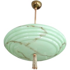 1930s Art Deco Pendant Light, Glass, Alabaster Style