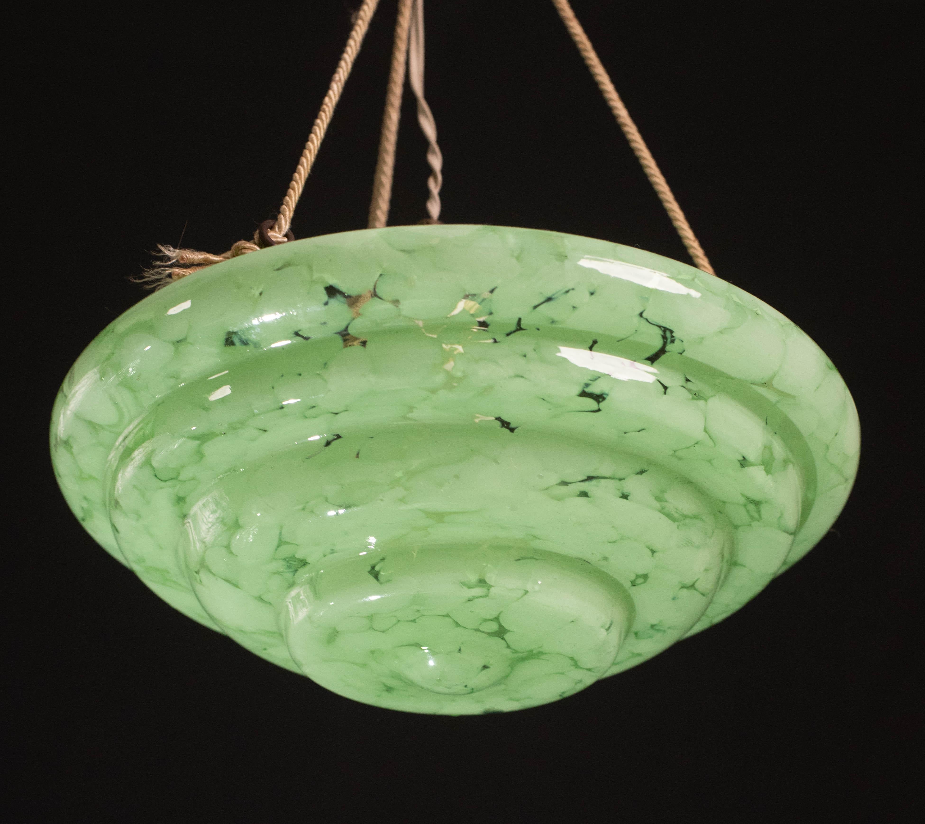 Art Decò Green Murano Glass Pendant, 1950 For Sale 4