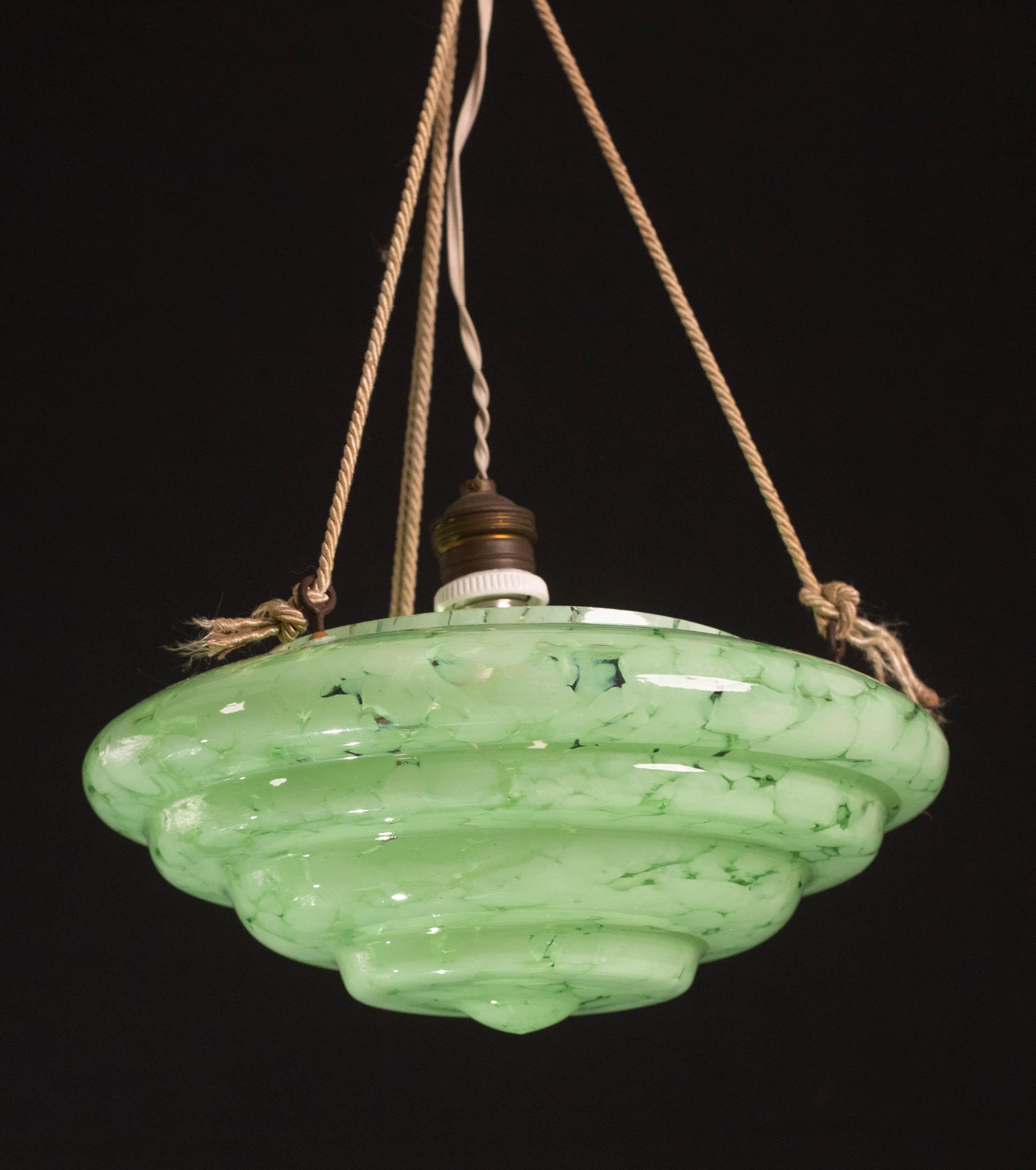 Art Decò Green Murano Glass Pendant, 1950 For Sale 6