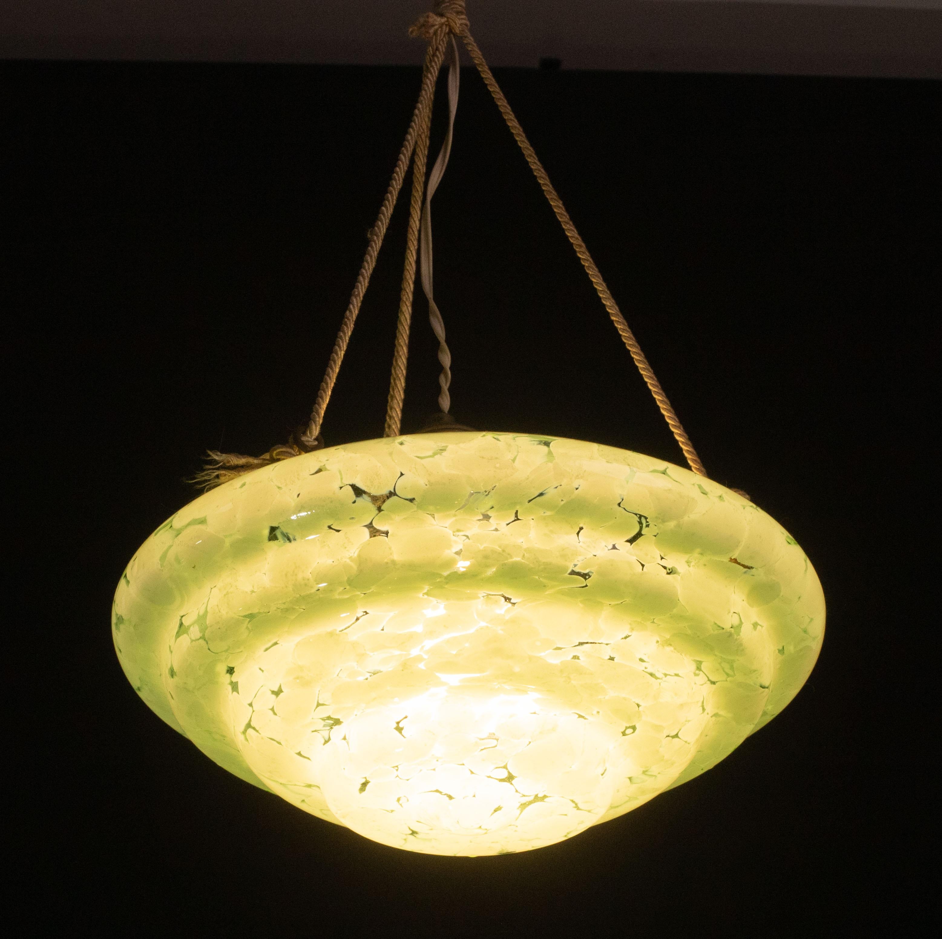 European Art Decò Green Murano Glass Pendant, 1950 For Sale