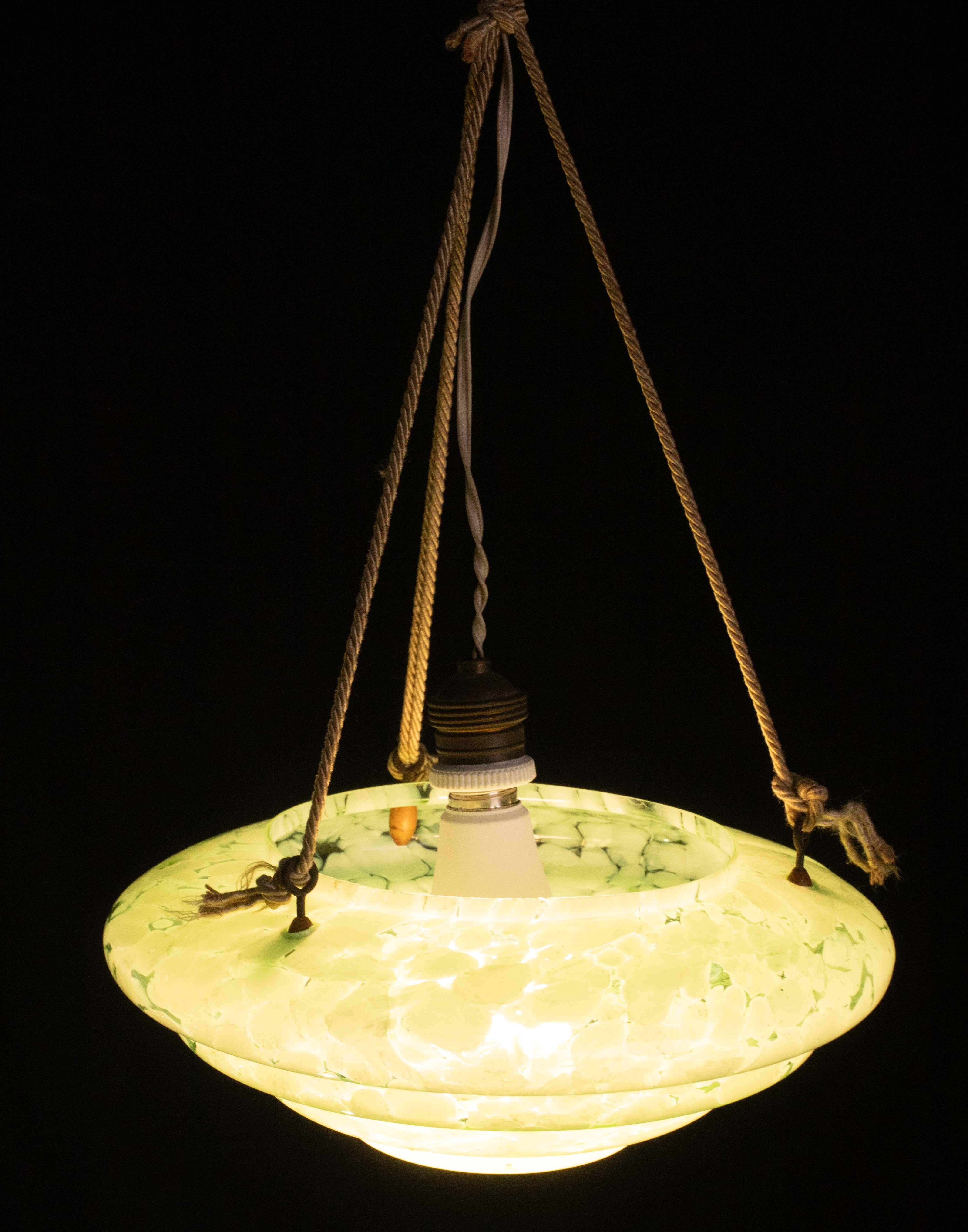 Mid-20th Century Art Decò Green Murano Glass Pendant, 1950 For Sale