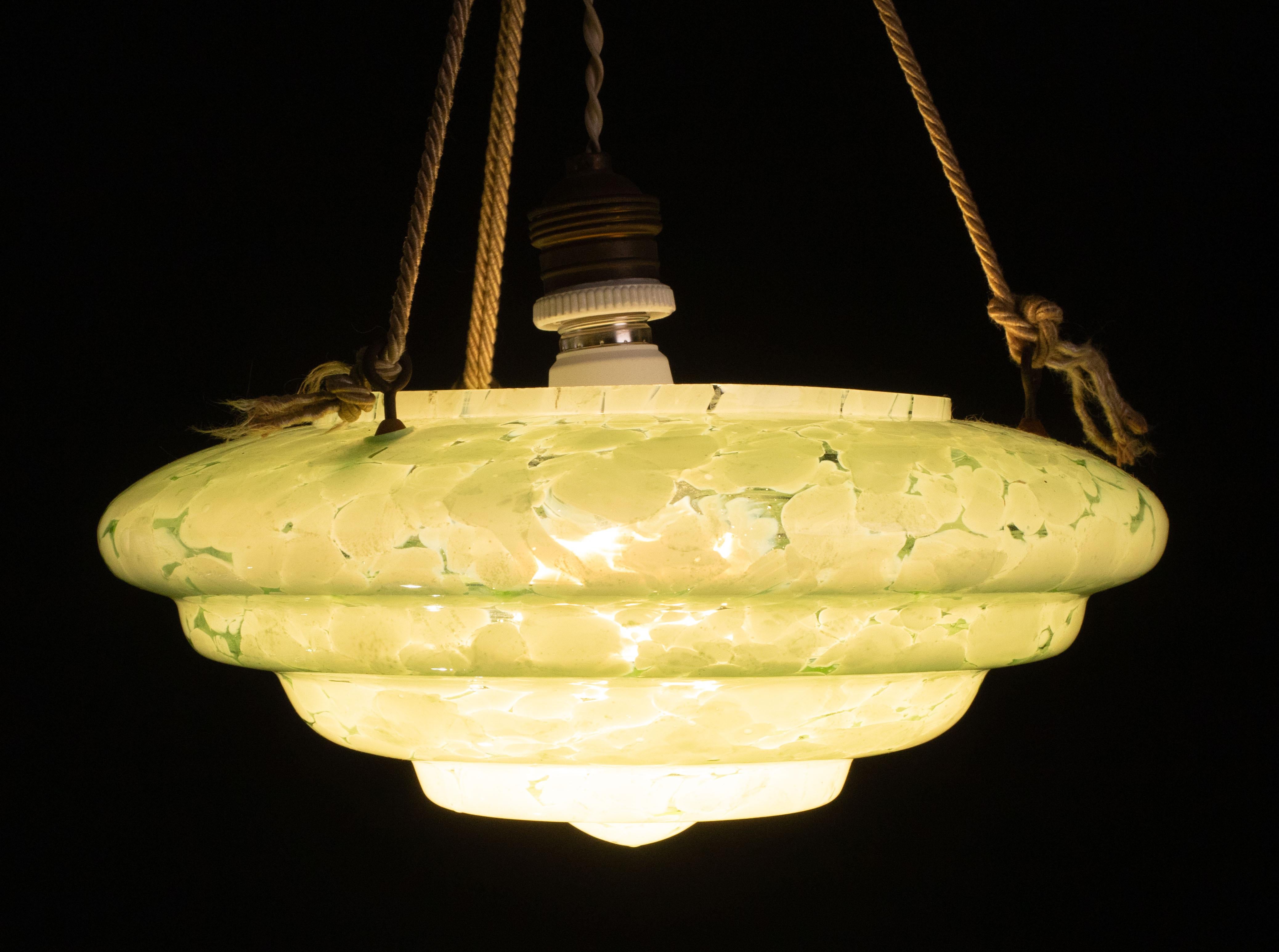 Art Decò Green Murano Glass Pendant, 1950 For Sale 2