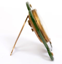 Horloge de bureau Artful Green Nephrite Jade Eight Day, circa 1920