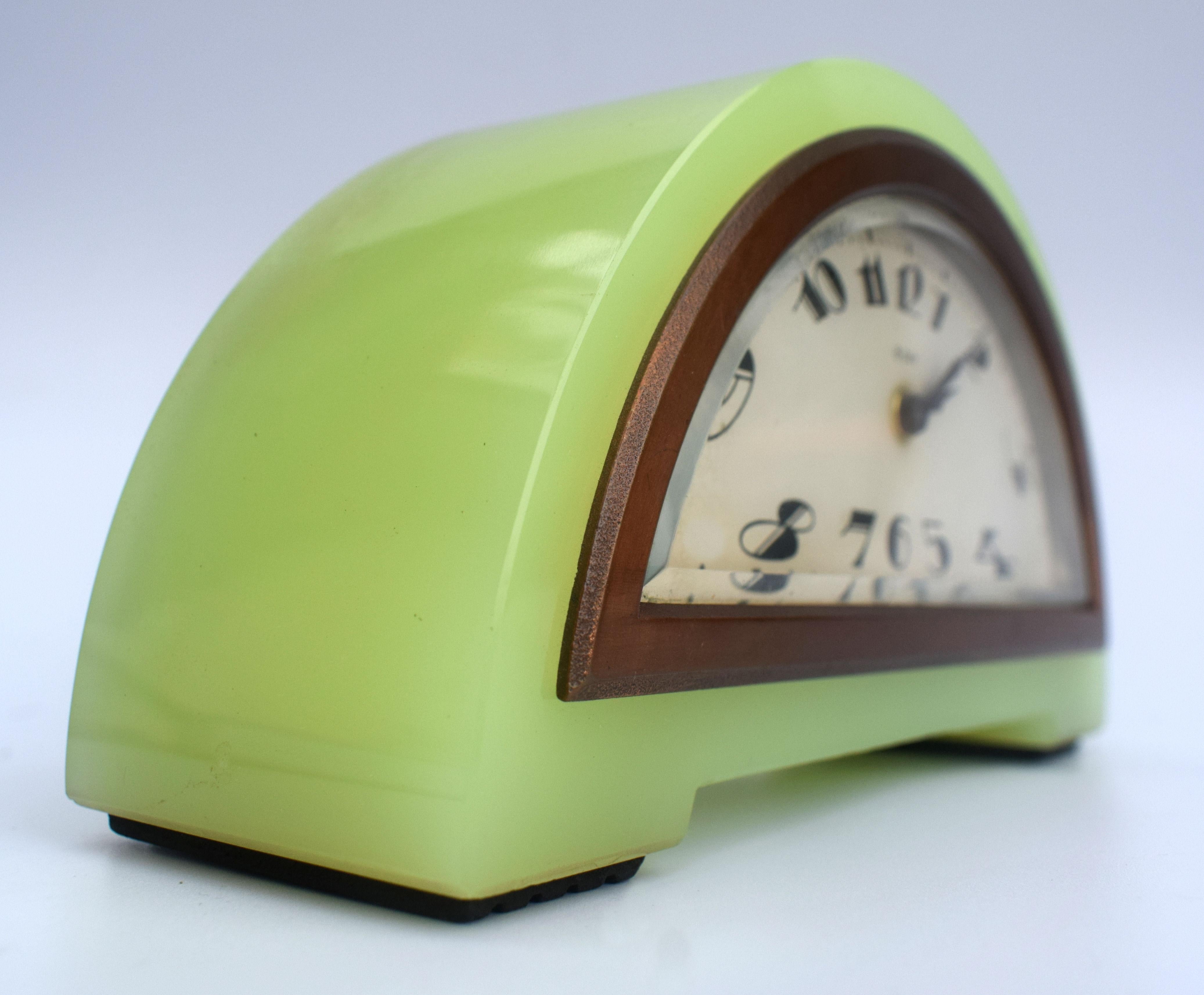 Art Deco Green Onyx 8 Day Mantle Clock, c1930 1