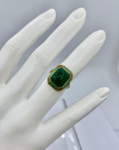 Art Deco Green Onyx Enamel Ring Antique 14 Karat White Gold Filigree