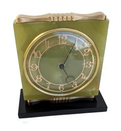 Art Deco Green Onyx & Marble Mantle Clock, c1930