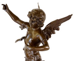 Art Deco Green Patinated Bronze Angel Sculpture