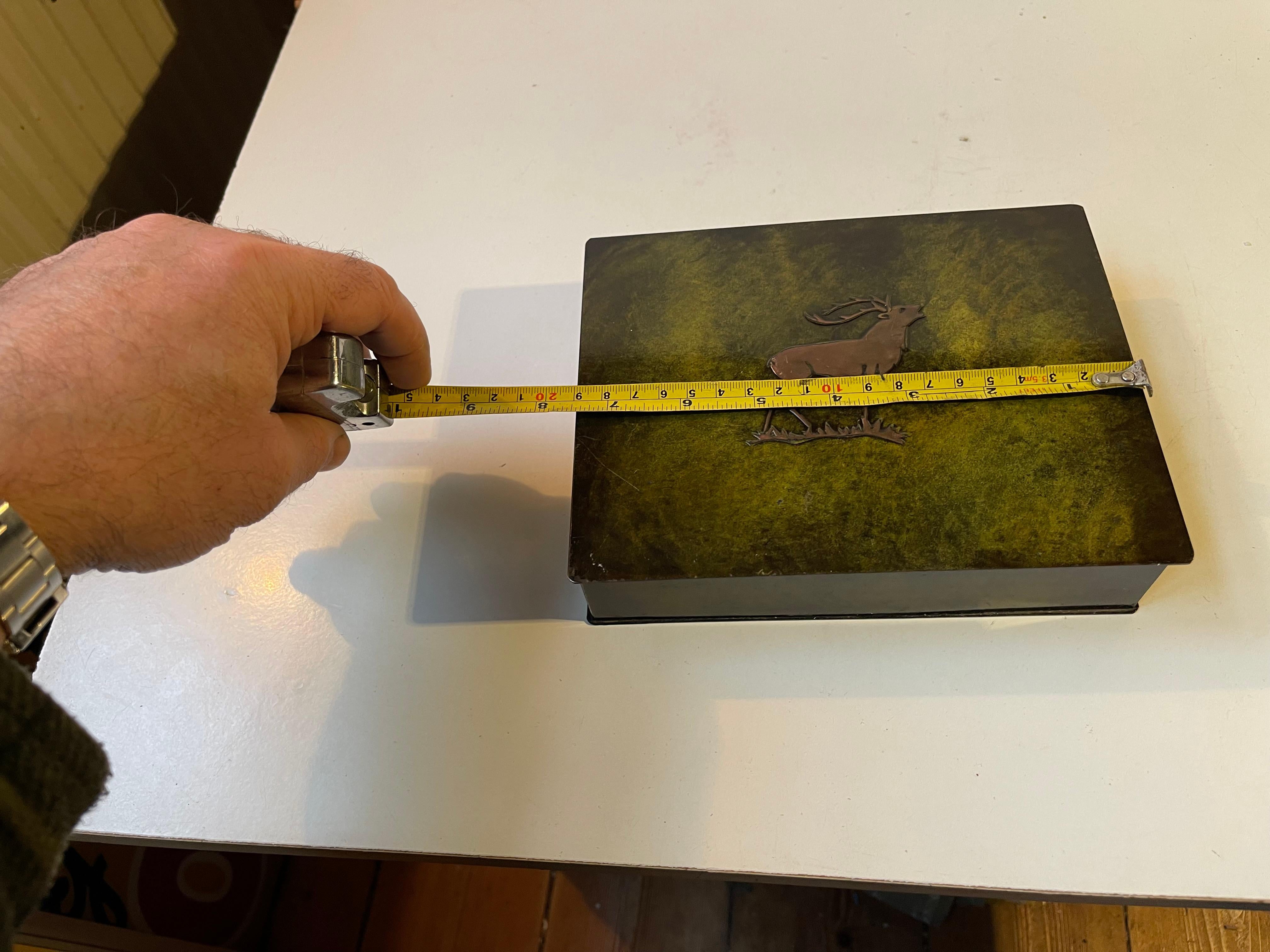 Art Deco Green Patinated Bronze Box by Holger Fridericias, 1930s For Sale 7