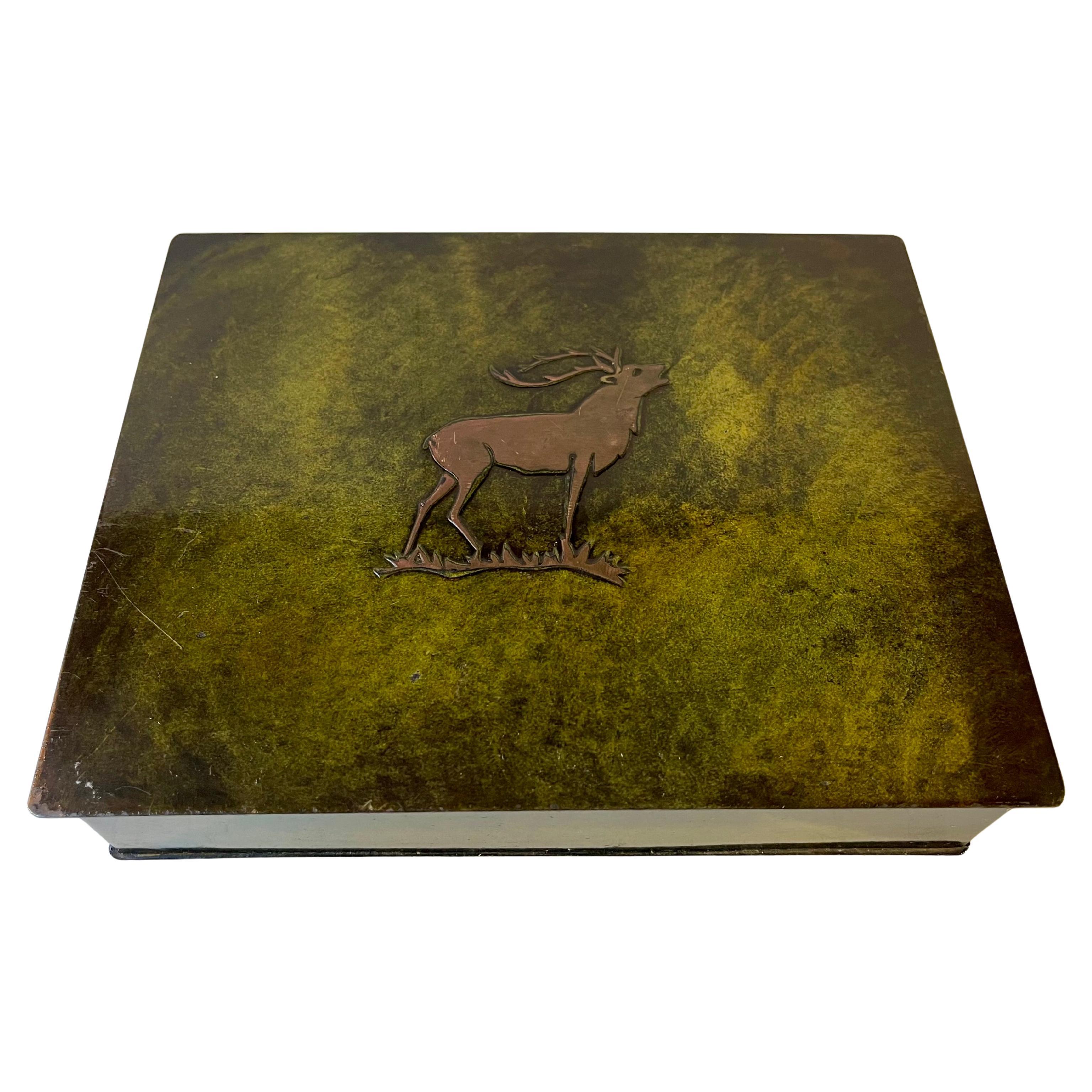 Art Deco Green Patinated Bronze Box by Holger Fridericias, 1930s