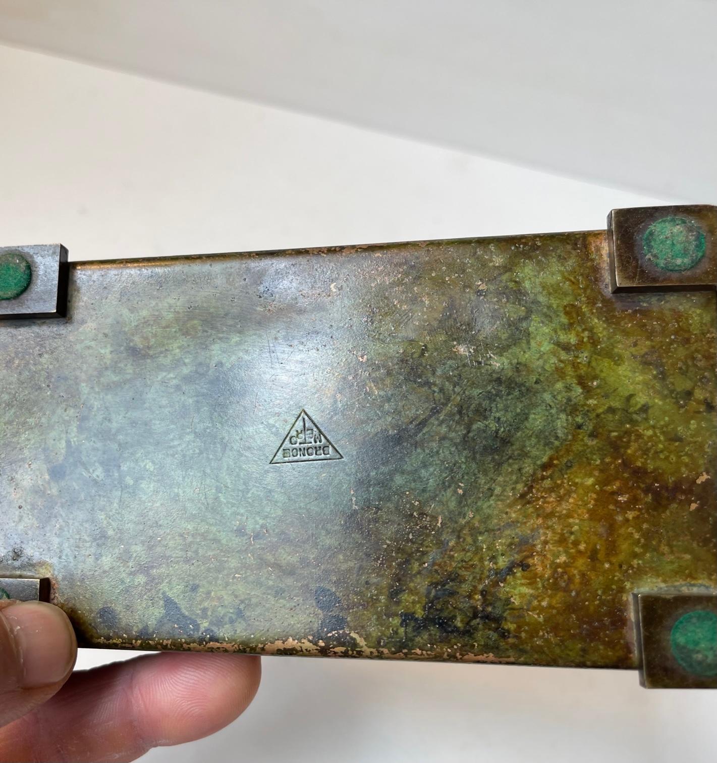 Art Deco Green Patinated Bronze Cigar Box, 1930s In Good Condition In Esbjerg, DK