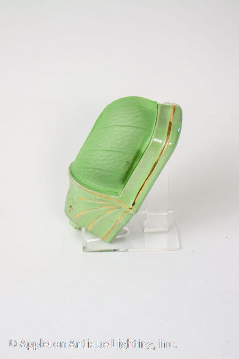 Art Deco Green Porcelain and Glass Sconce In Excellent Condition For Sale In Canton, MA