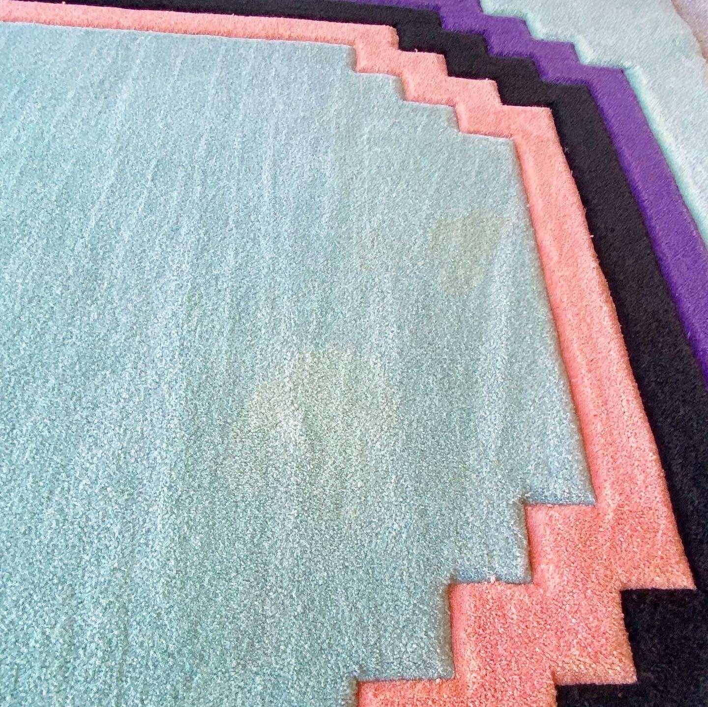 Art Deco Green Purple Pink and Black Rectangular Area Rug In Good Condition For Sale In Delray Beach, FL