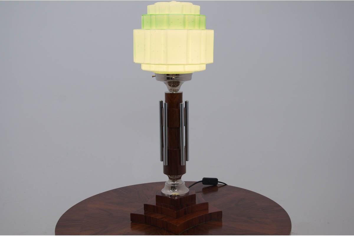 Art Deco style lamp comes from Spain. 
The base and wires are new. 
European plug.
Excellent condition. 
 