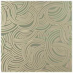 Art Deco Green Tourbillon BP 4808 Farrow and Ball Hand-Printed Wallpaper, UK