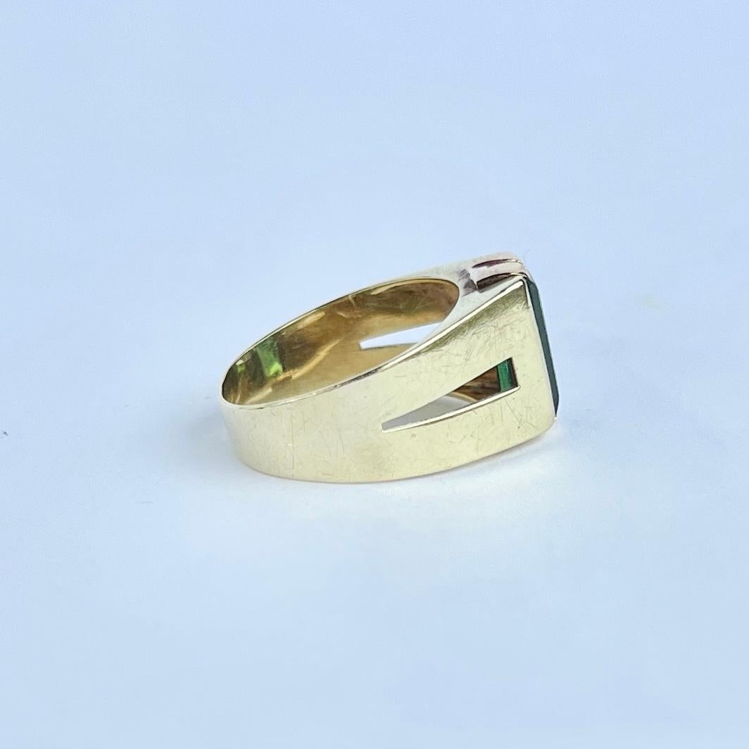 Anello Artful Green con tormalina verde e oro 14 carati In condizioni buone in vendita a Chipping Campden, GB