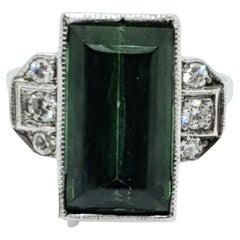 Art Deco Green Tourmaline Gold Ring