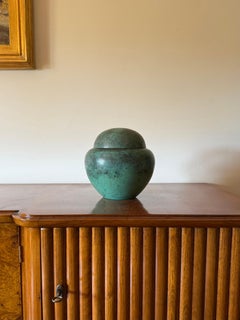 Jarrón / vasija verde de estilo Art Déco de la serie Ikora, Paul Haustein, WMF Alemania, hacia 1925