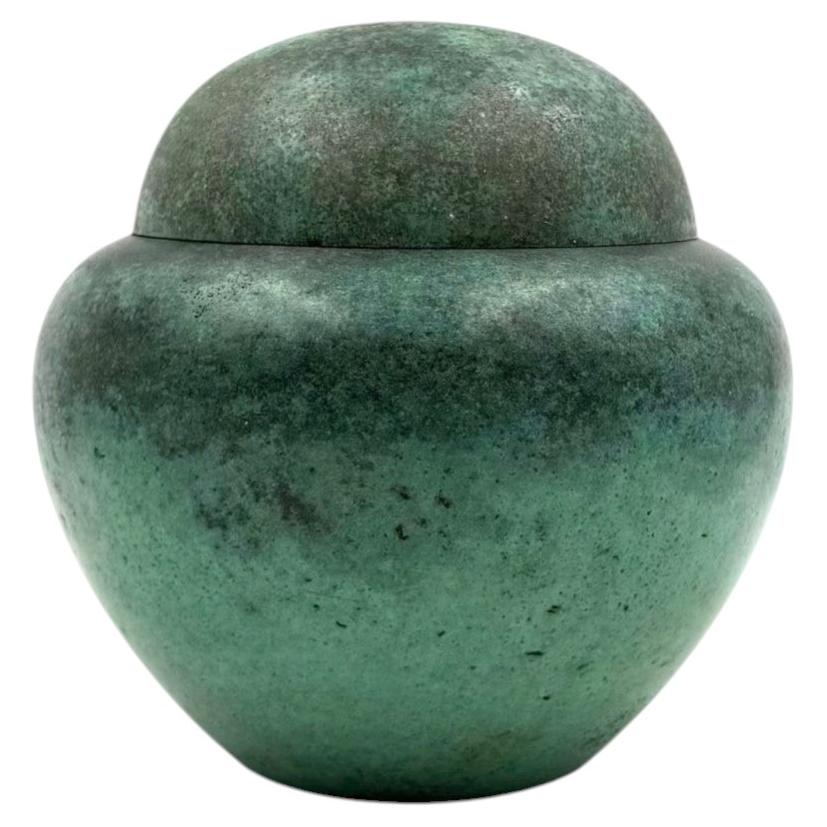 Art Deco green vase / potiche from the Ikora series, Paul Haustein, WMF Germany, ca. 1925 For Sale