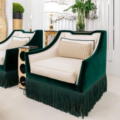 Poltrona in velluto verde Art Deco