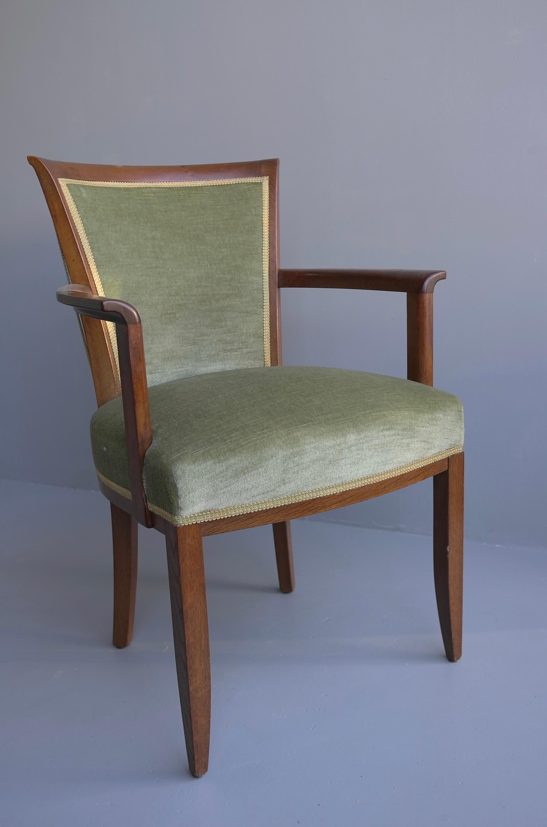 Art Deco Green Velvet Dining Room Chairs by H. Pander & Zonen Netherlands, 1930s For Sale 2