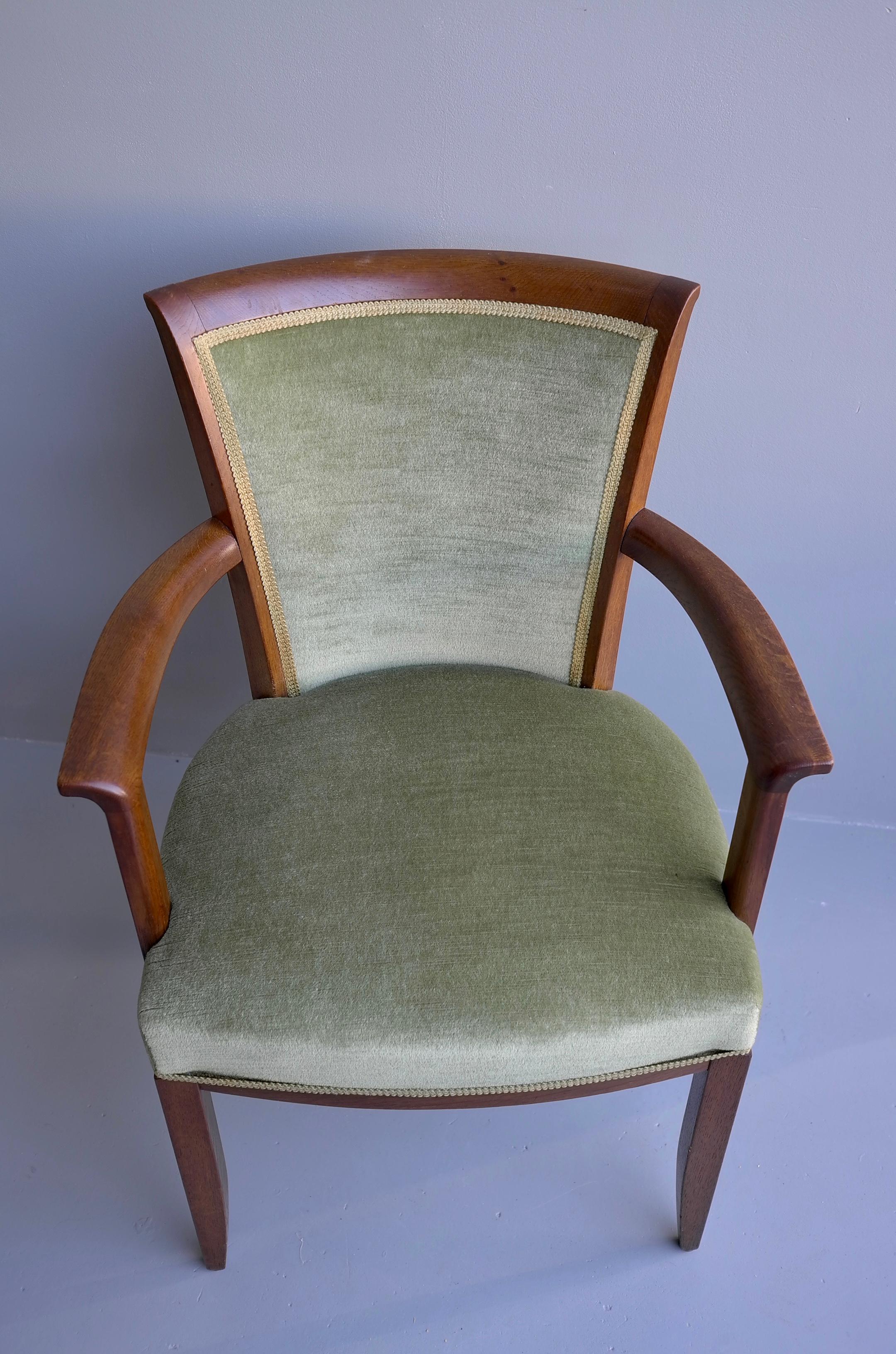 Art Deco Green Velvet Dining Room Chairs by H. Pander & Zonen Netherlands, 1930s For Sale 3
