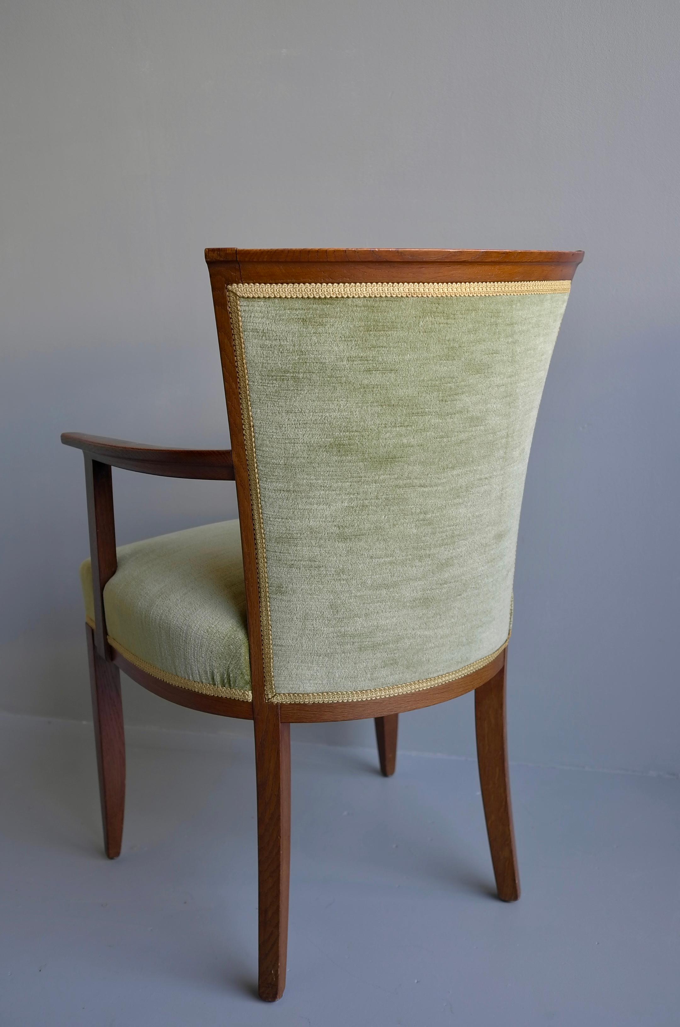 Mid-20th Century Art Deco Green Velvet Dining Room Chairs by H. Pander & Zonen Netherlands, 1930s For Sale