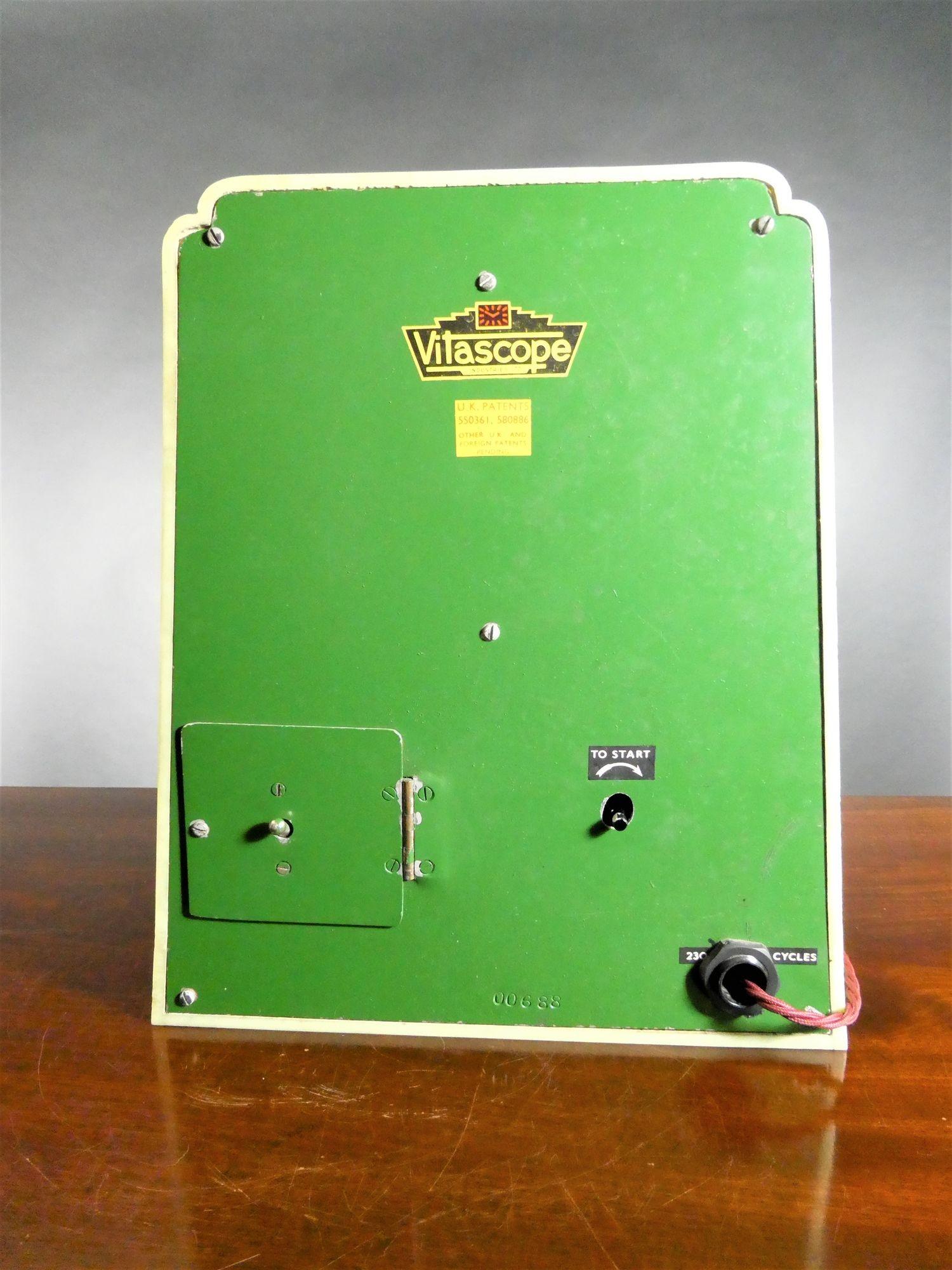English Art Deco Green Vitascope Electric Clock For Sale