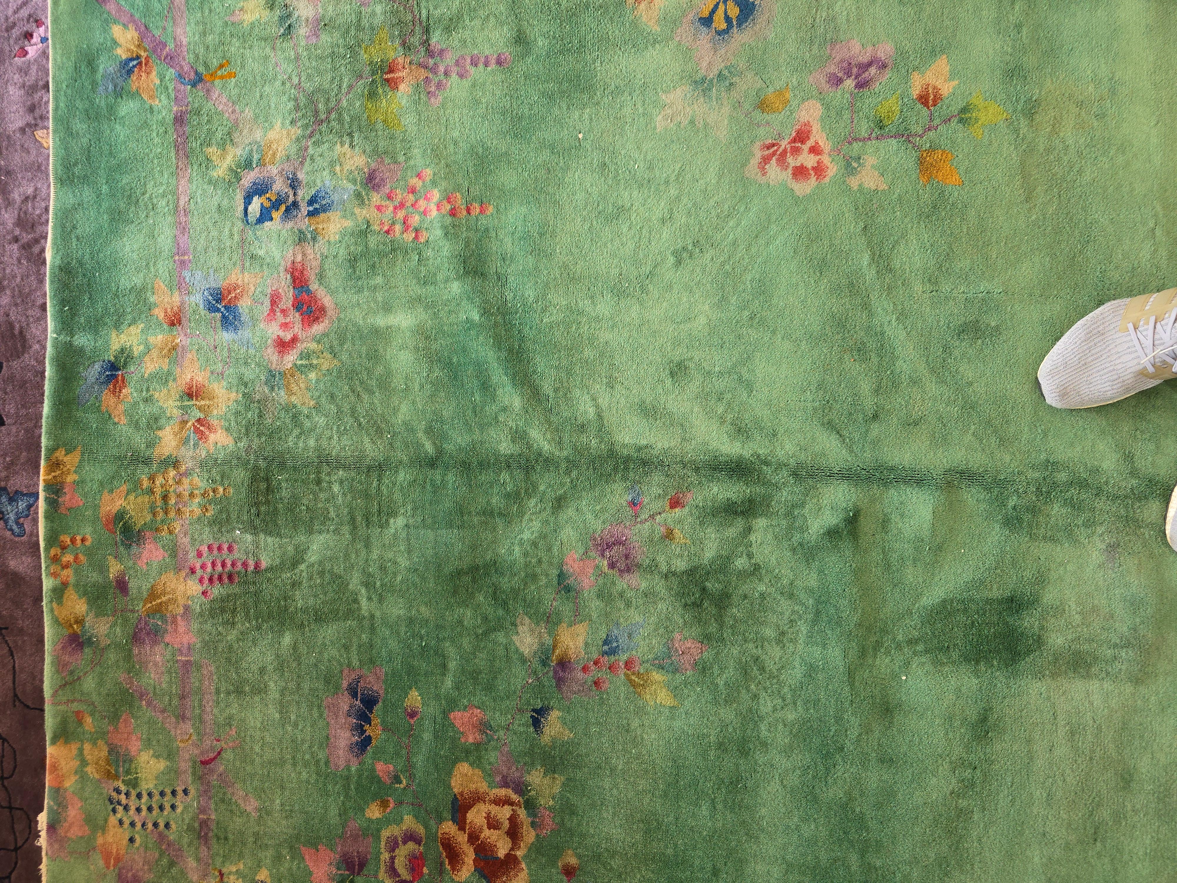 Art Deco Green Wool Nichols Chinese Rug Circa 1920s 1