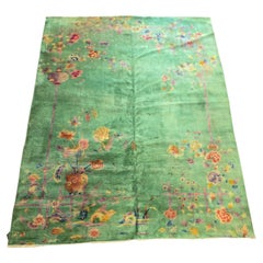 Art Deco Green Wool Nichols Chinese Rug Circa 1920s