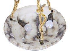 Art Deco Grey Alabaster Hanging Dish Light