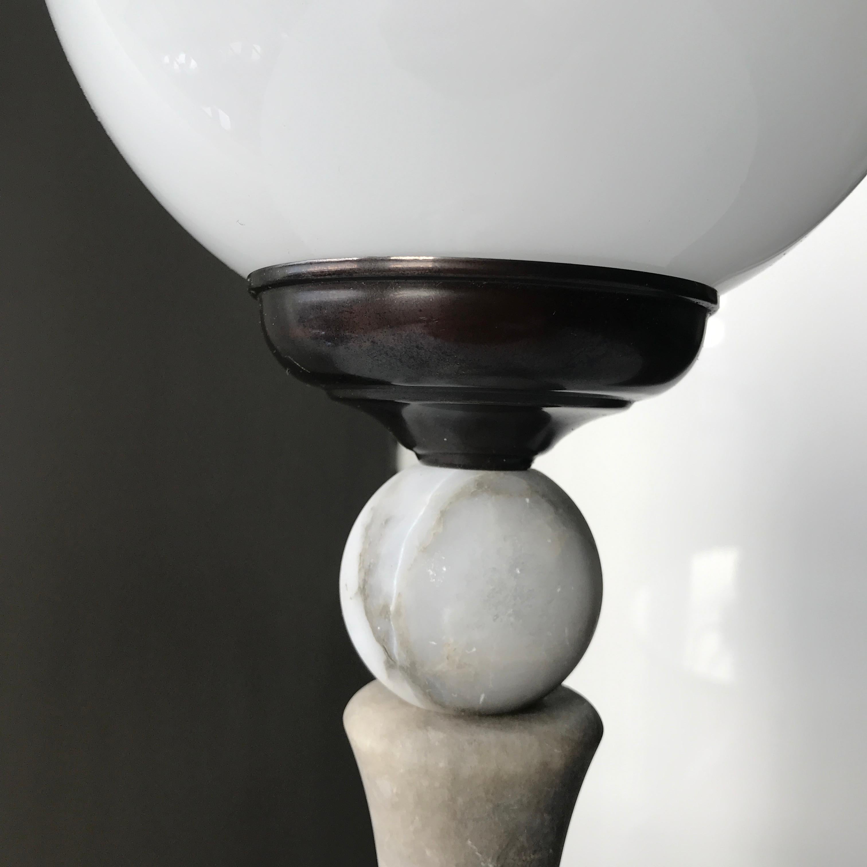 Art Deco Grey Alabaster Table Lamp For Sale 4