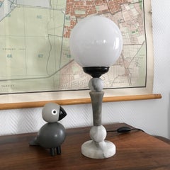 Art Deco Grey Alabaster Table Lamp