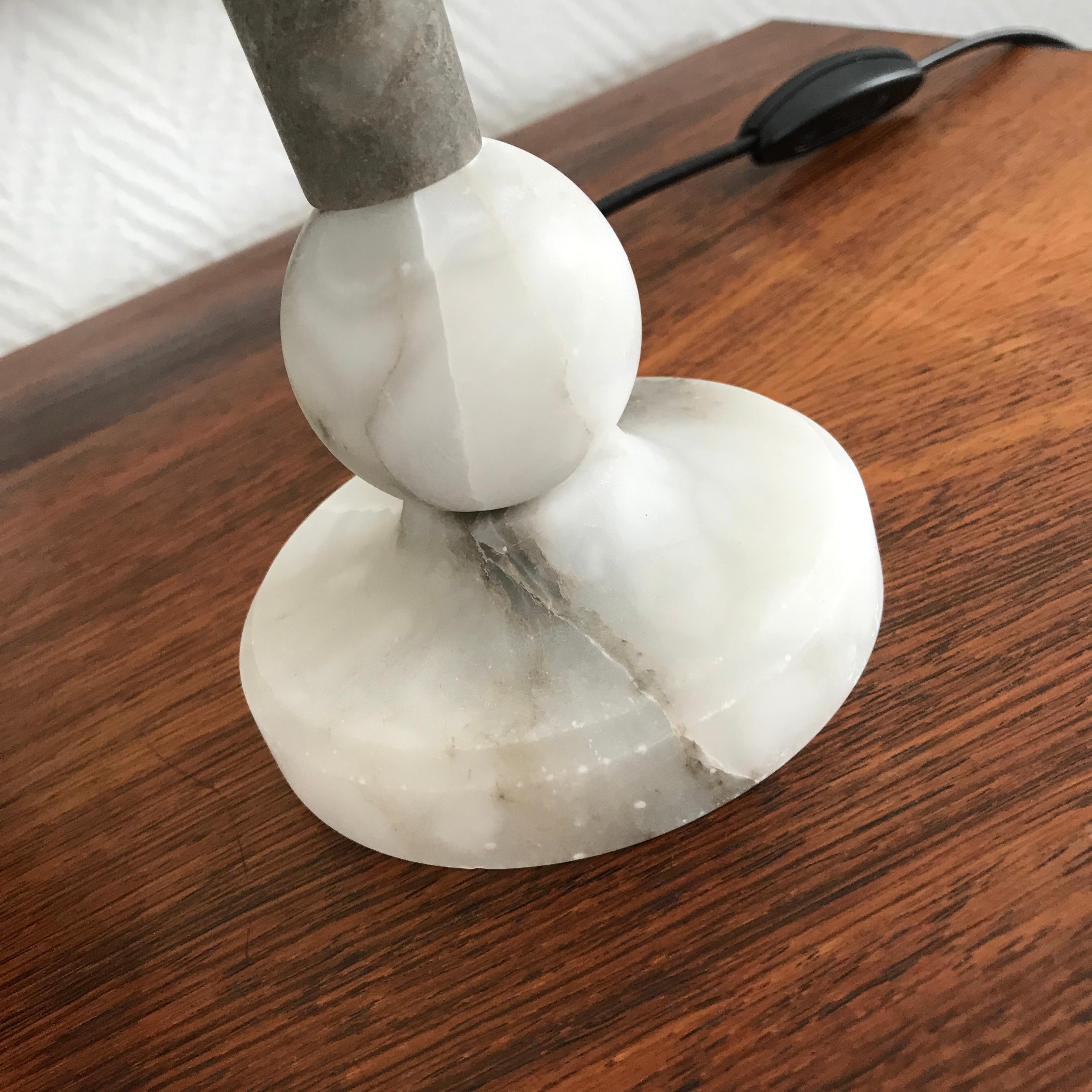 Danish Art Deco Grey Alabaster Table Lamp For Sale