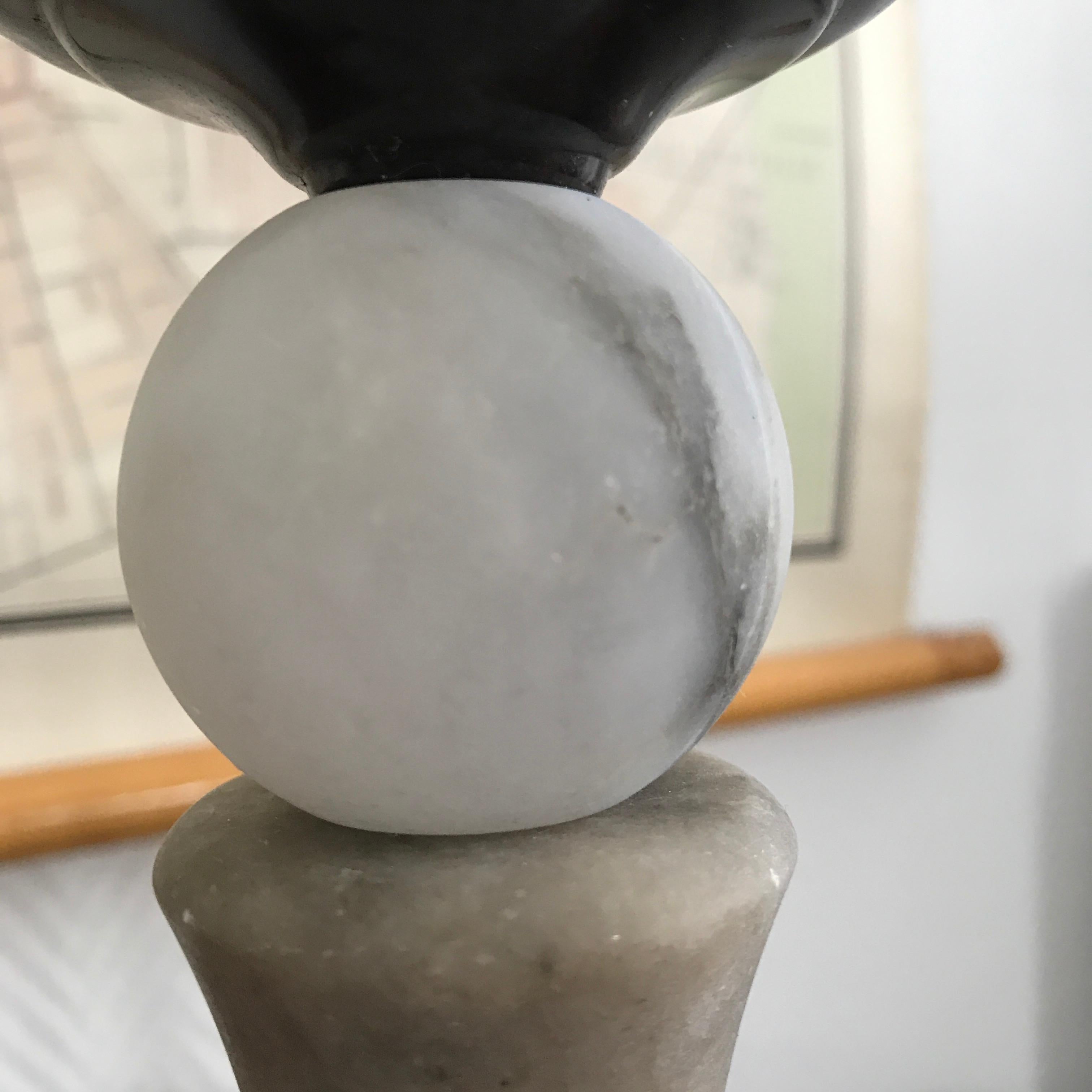 20th Century Art Deco Grey Alabaster Table Lamp For Sale