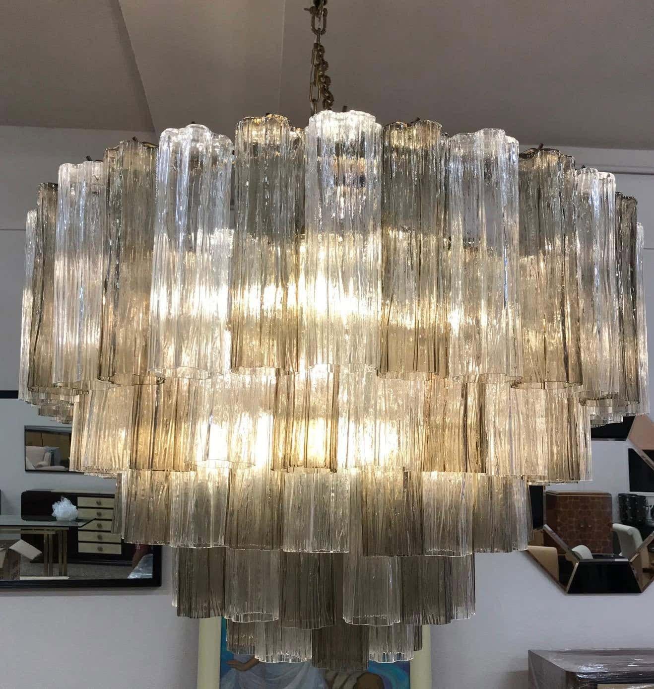 Art Deco Grey Murano Glass Chandelier For Sale 2