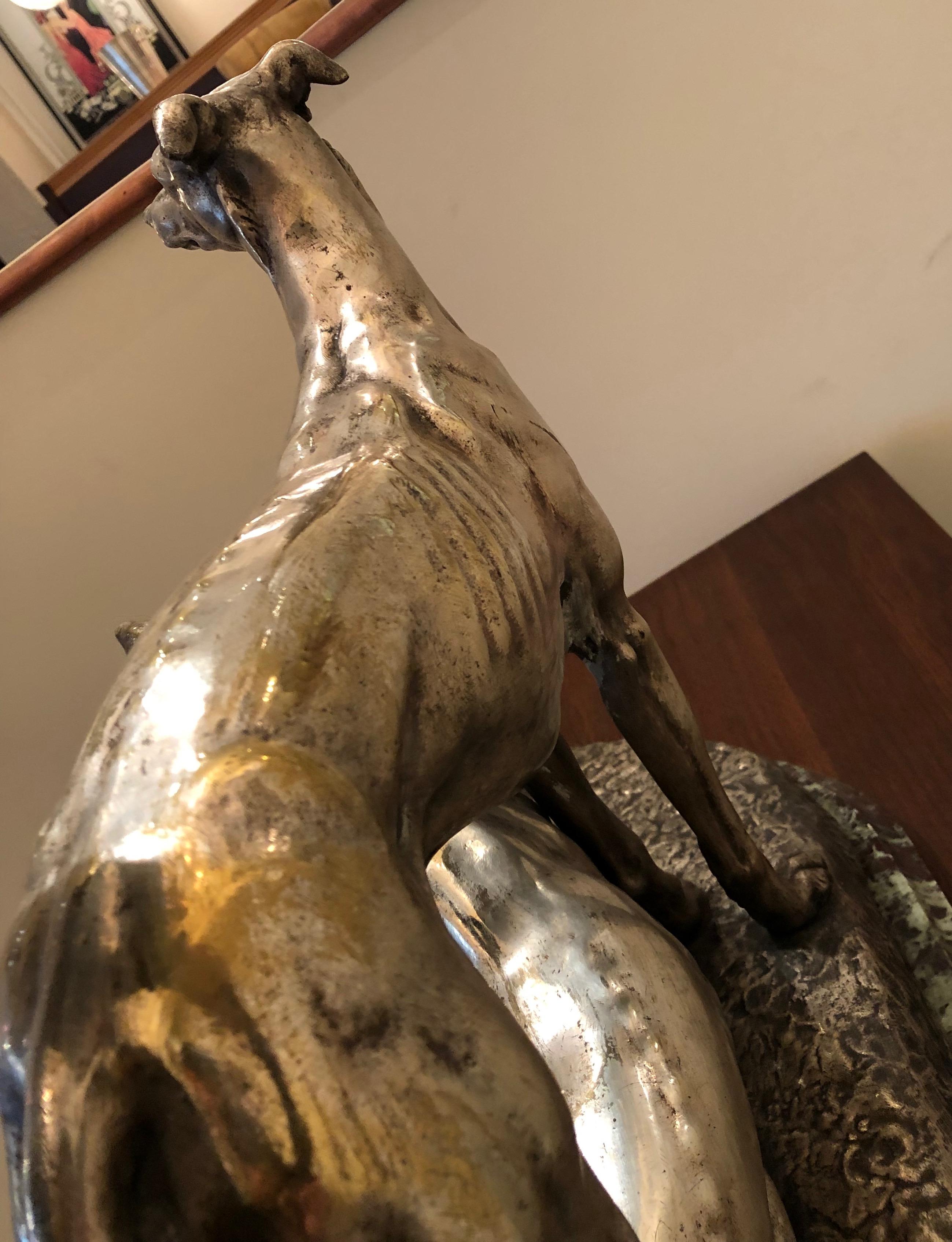 Art Deco Greyhound Dogs Bronze Sculpture by S. Bizard 5