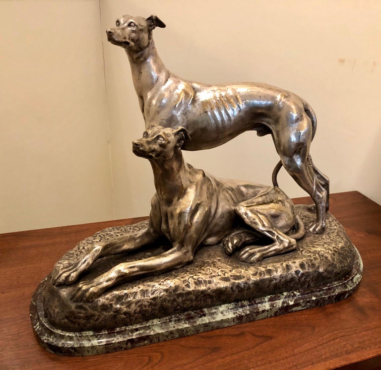 Art Deco Greyhound Dogs Bronze Sculpture by S. Bizard at 1stDibs
