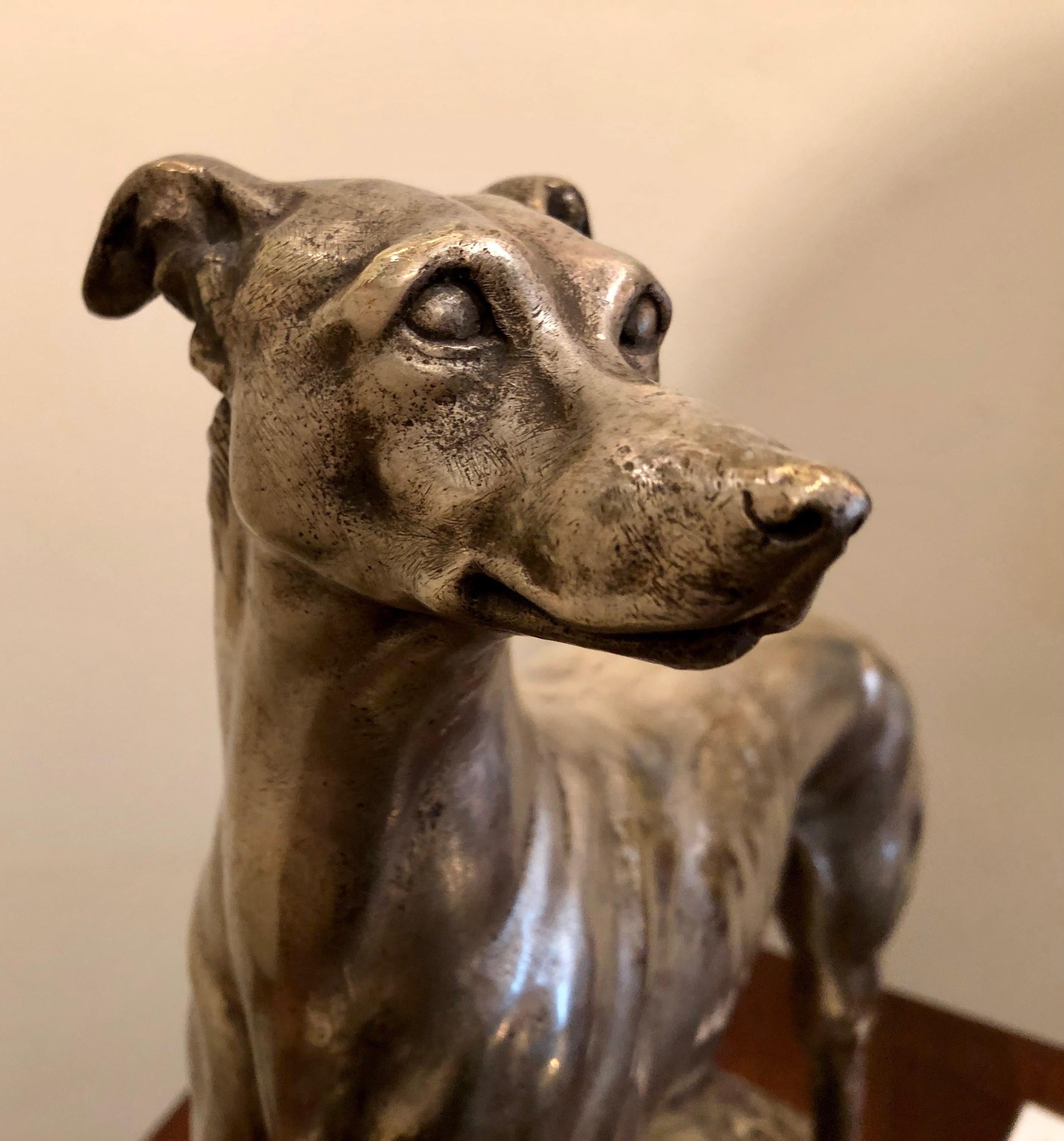Art Deco Greyhound Dogs Bronze Sculpture by S. Bizard In Good Condition In Oakland, CA