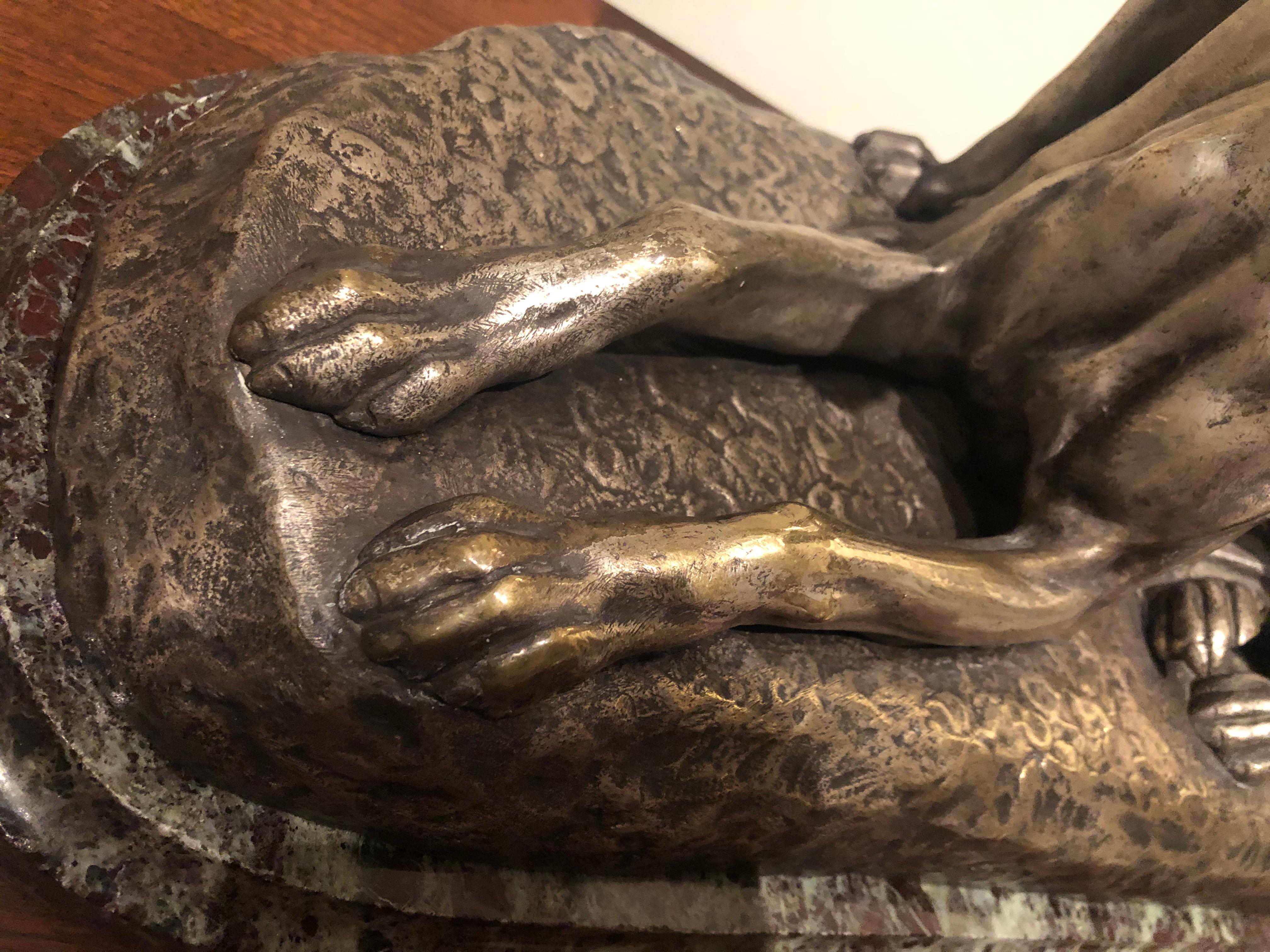Art Deco Greyhound Dogs Bronze Sculpture Statue by S. Bizard In Good Condition For Sale In Oakland, CA