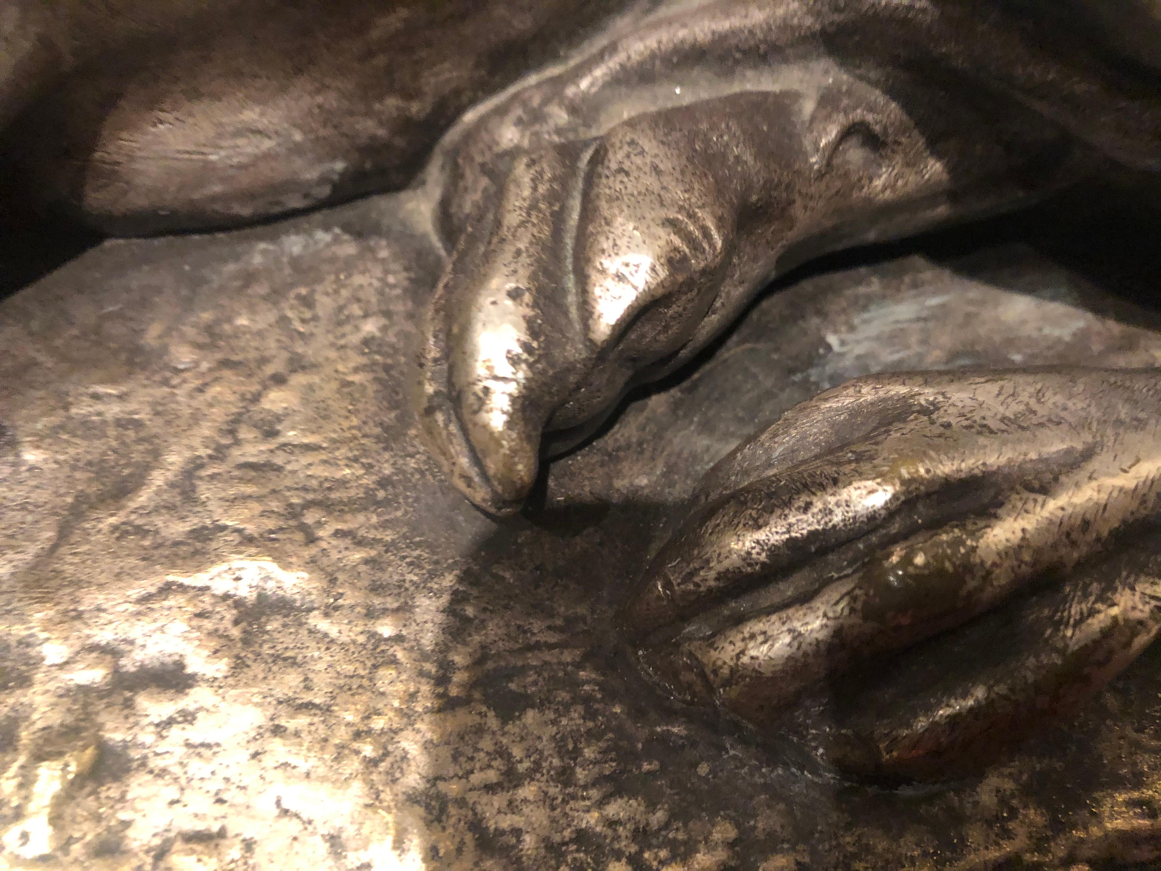 Mid-20th Century Art Deco Greyhound Dogs Bronze Sculpture Statue by S. Bizard For Sale