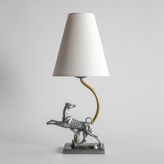 Art Deco Greyhound Table Lamp by Stjärnmetall, Metal and Brass, Sweden, 1930s