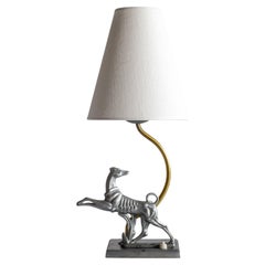 Art Deco Greyhound Table Lamp by Stjärnmetall, Metal and Brass, Sweden, 1930s