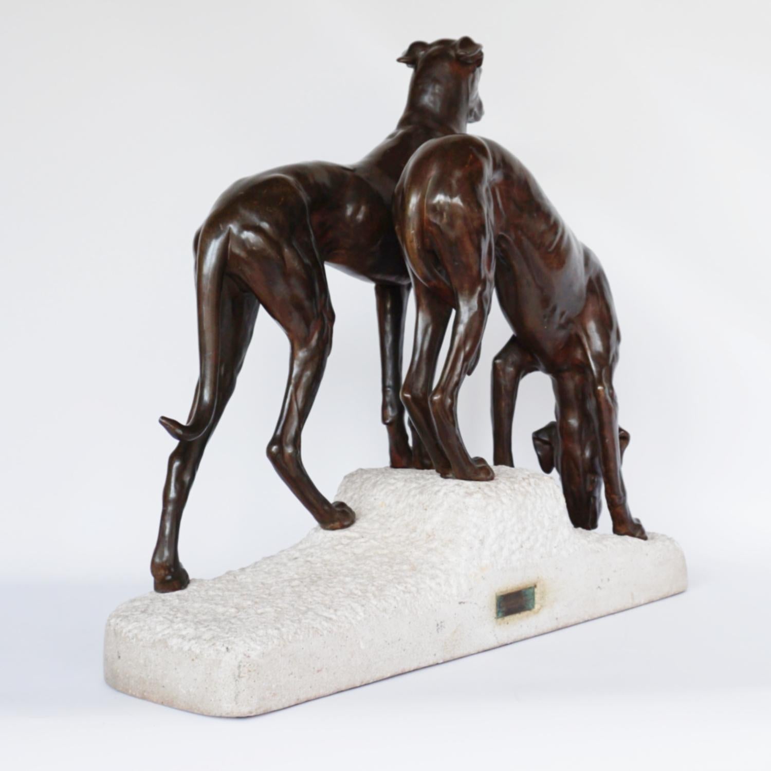 Art Deco Greyhounds on a Rocky Base by Jules-Edmund Masson French, Circa 1920 11